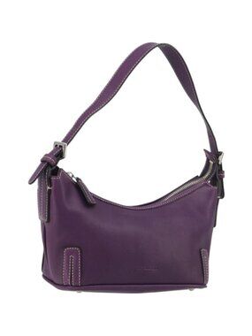 BURBERRY Shoulder Bag Leather Purple Silver